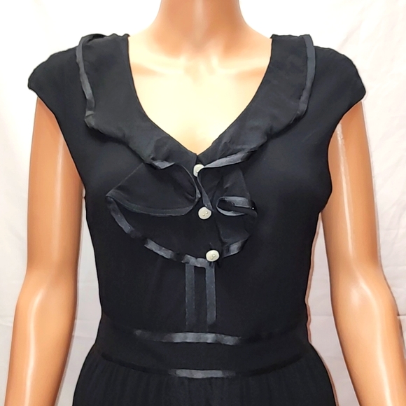 Anthropologie Elevenses Alexa Ruffle Black Romper Size 6 Small - Picture 3 of 15